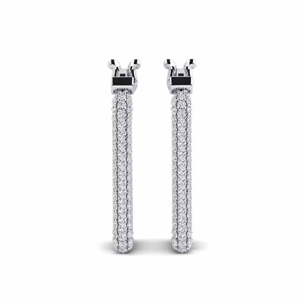 Round Cut Moissanite Pave Set Classic Hoop Earrings