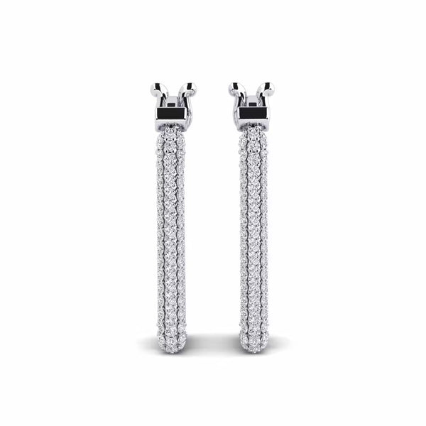 Round Cut Moissanite Pave Set Classic Hoop Earrings