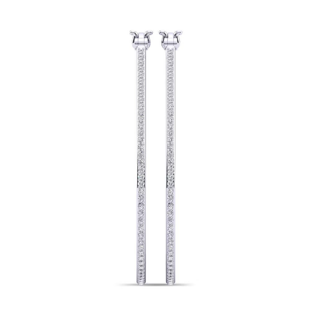 Round Cut Moissanite Pave Set Hoop Earrings For Birthday Gift