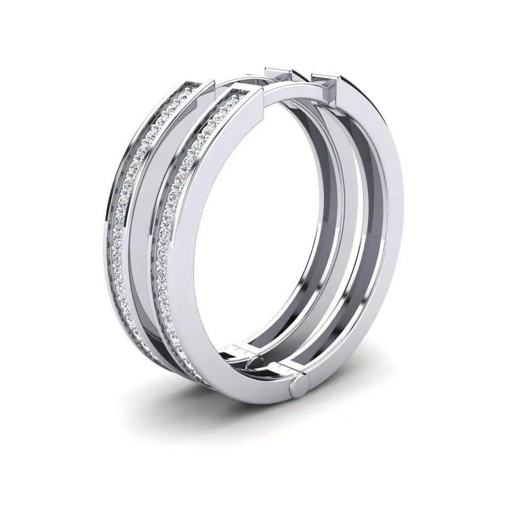 Round Cut Moissanite Pave Set Hoop Earrings