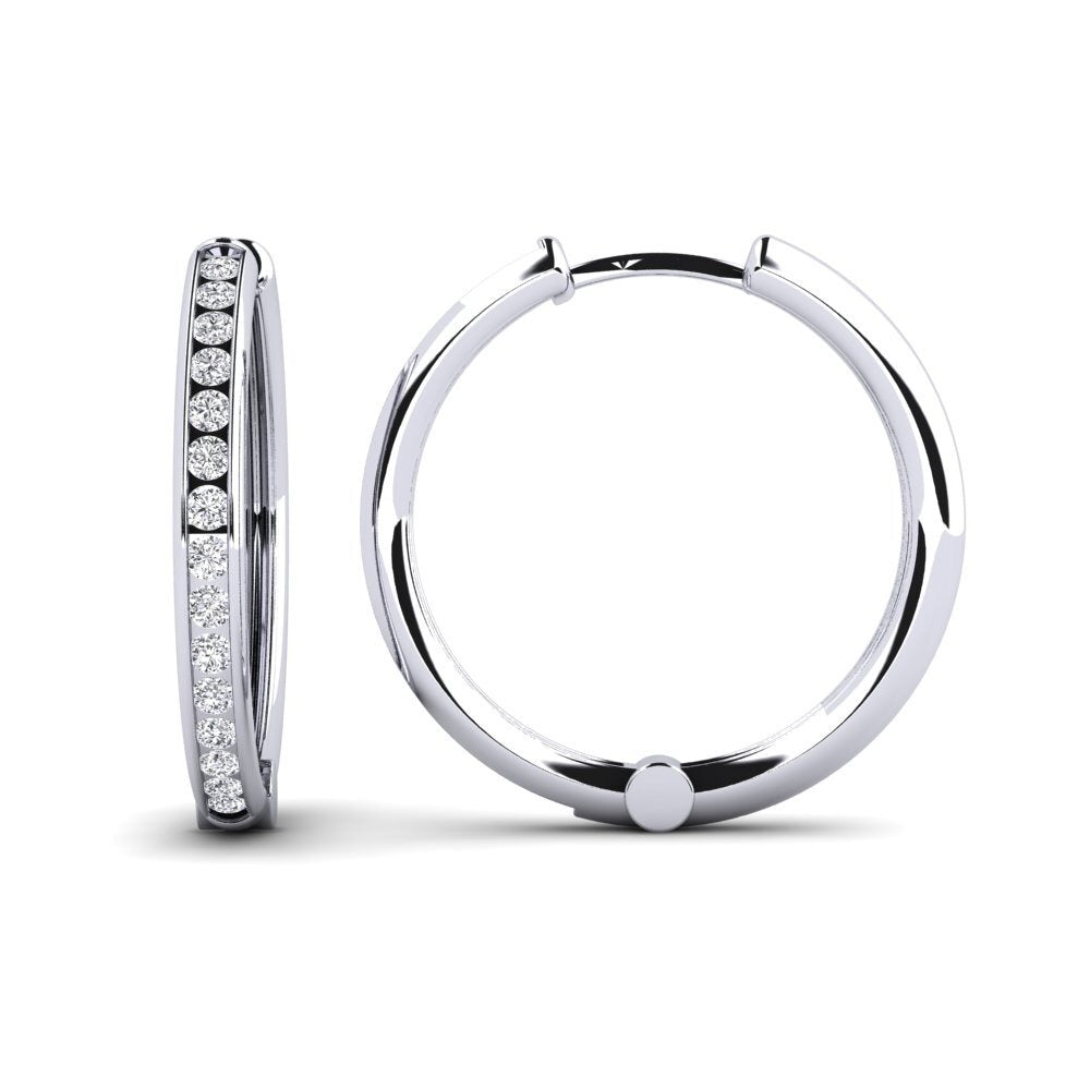 Moissanite Round Cut Pave Set Women's Hoop Earrings