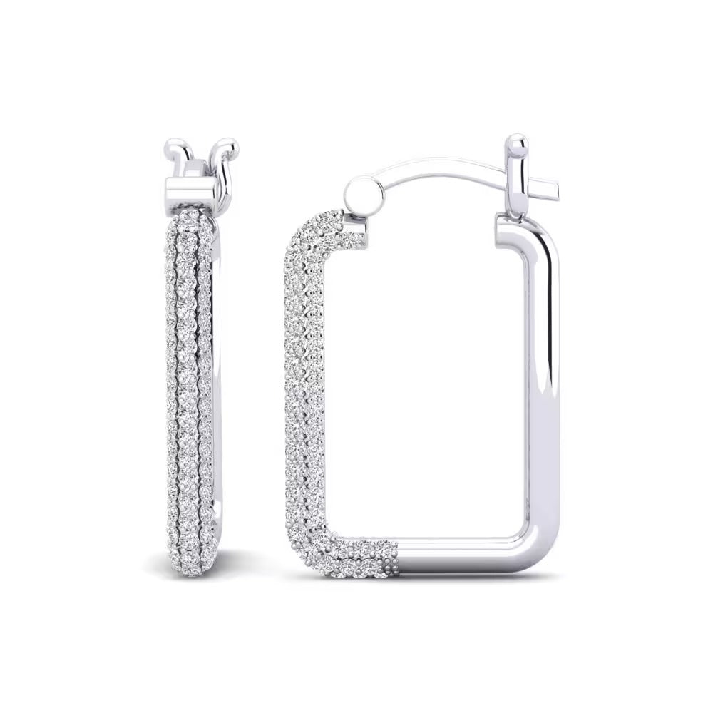 Round Cut Moissanite Pave Set Classic Hoop Earrings