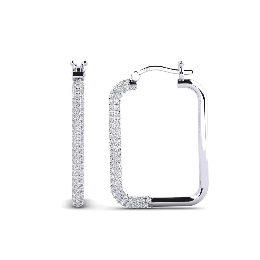 Round Cut Moissanite Pave Set Hoop Earrings For Anniversary Gift