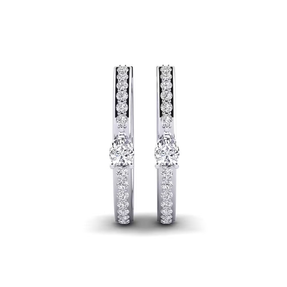 Moissanite Pear & Round Cut Women's Hoop Earrings