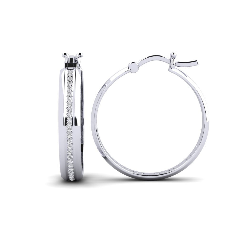 VVS1 Moissanite Round Cut Pave Set Hoop Earrings