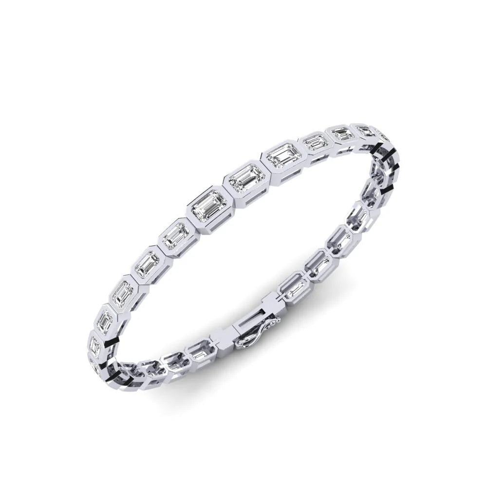 Emerald Cut Moissanite Bezel Set Bracelet For Birthday Gift