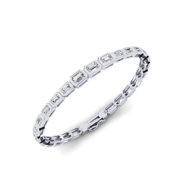 Emerald Cut Moissanite Bezel Set Bracelet For Birthday Gift