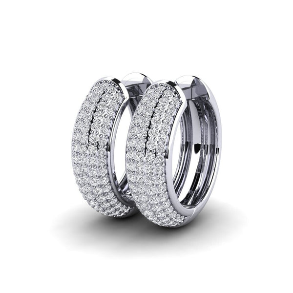 Round Cut Moissanite Micro Pave Set Hoop Earrings