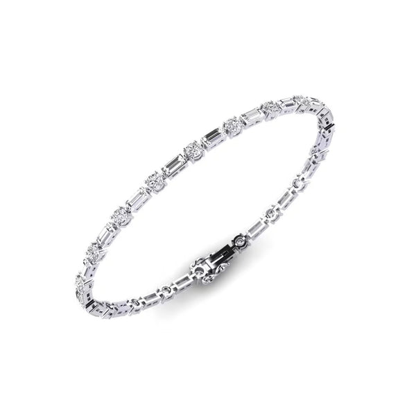 Emerald & Round Cut Moissanite Classic Bracelet For Women