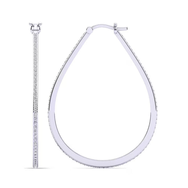 Round Cut Moissanite Pave Set Hoop Earrings For Birthday Gift