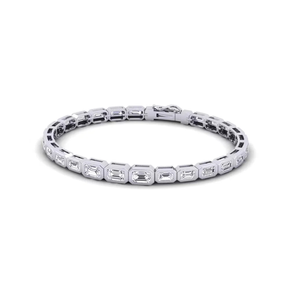 Emerald Cut Moissanite Bezel Set Bracelet For Birthday Gift