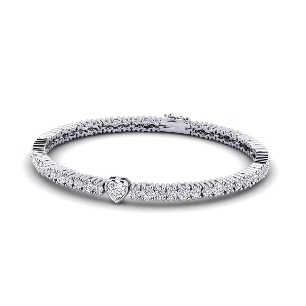 Heart & Round Cut Moissanite Classic Bracelet For Women's