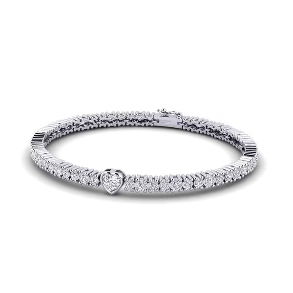 Heart & Round Cut Moissanite Classic Bracelet For Women's