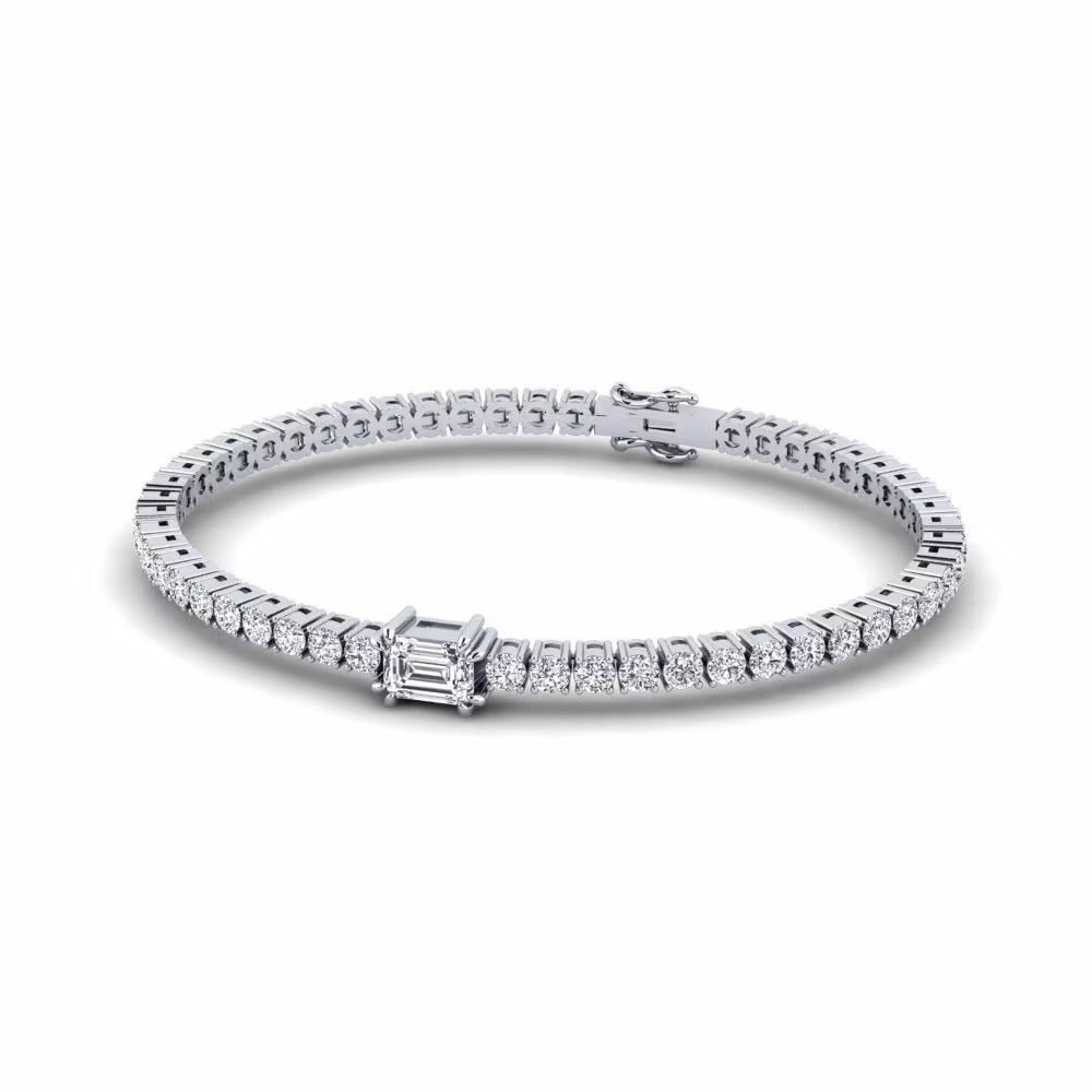 Emerald Cut & Round Cut Moissanite Classic Tennis Bracelet