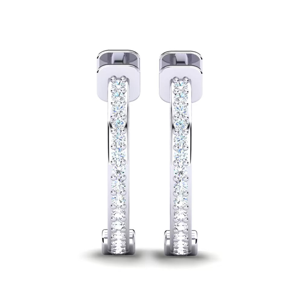 Colorless Moissanite Round Cut Women's Hoop Earrings
