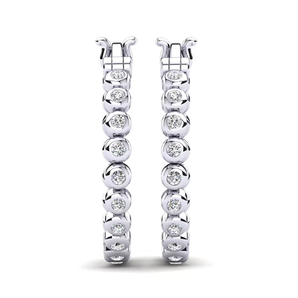 Moissanite Round Cut Bezel Set Classic Hoop Earrings