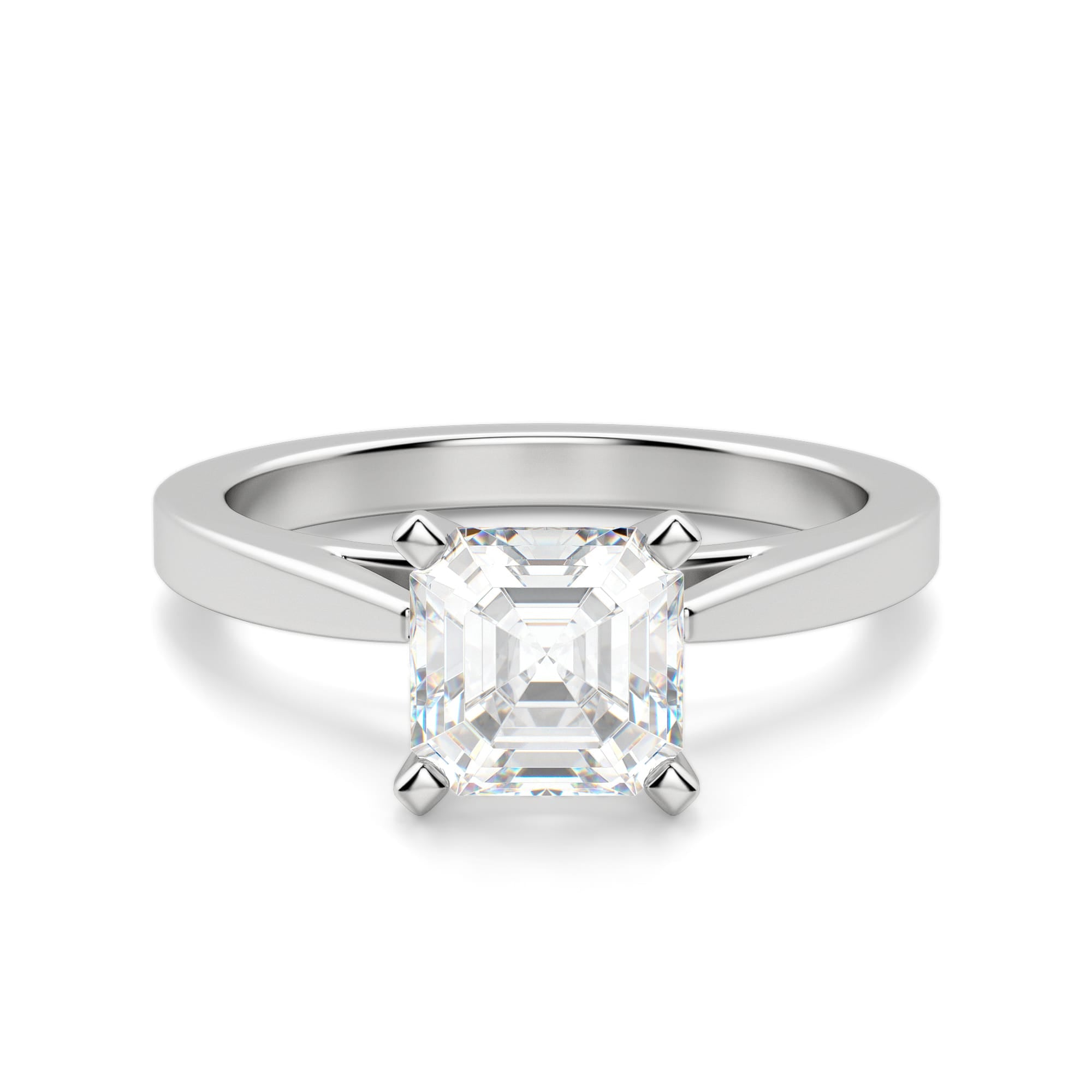 Asscher Cut Cathedral Solitaire Engagement Ring