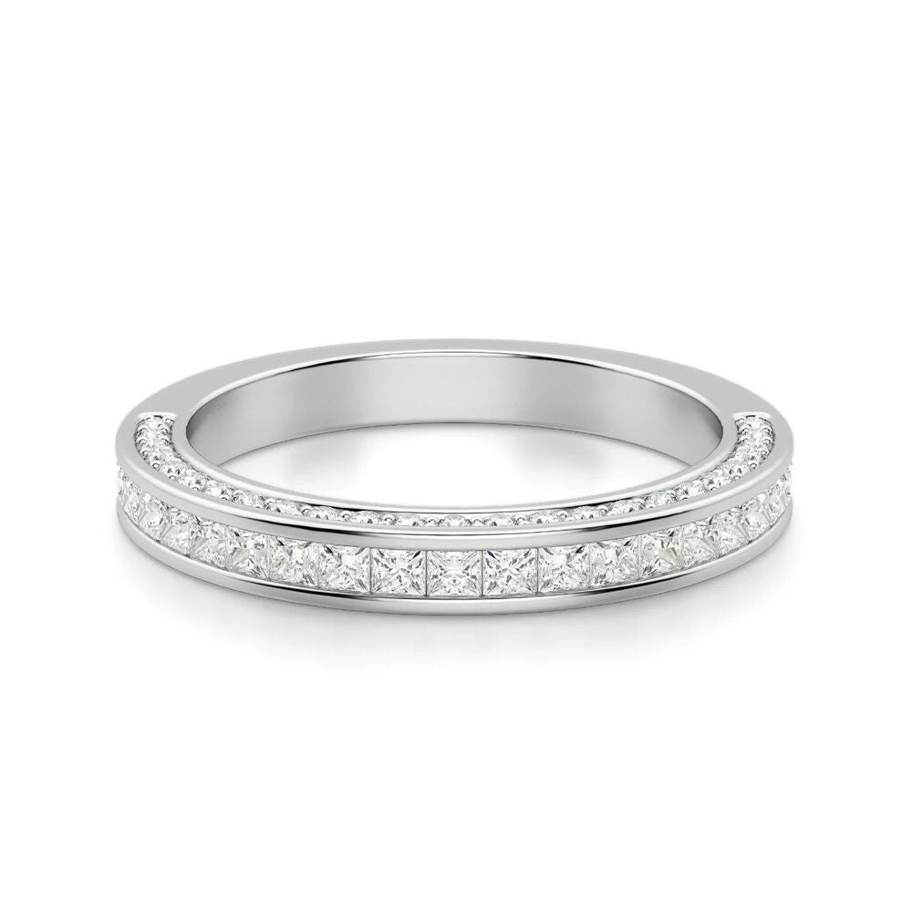 Princess & Round Cut Moissanite Channel Set Wedding Band