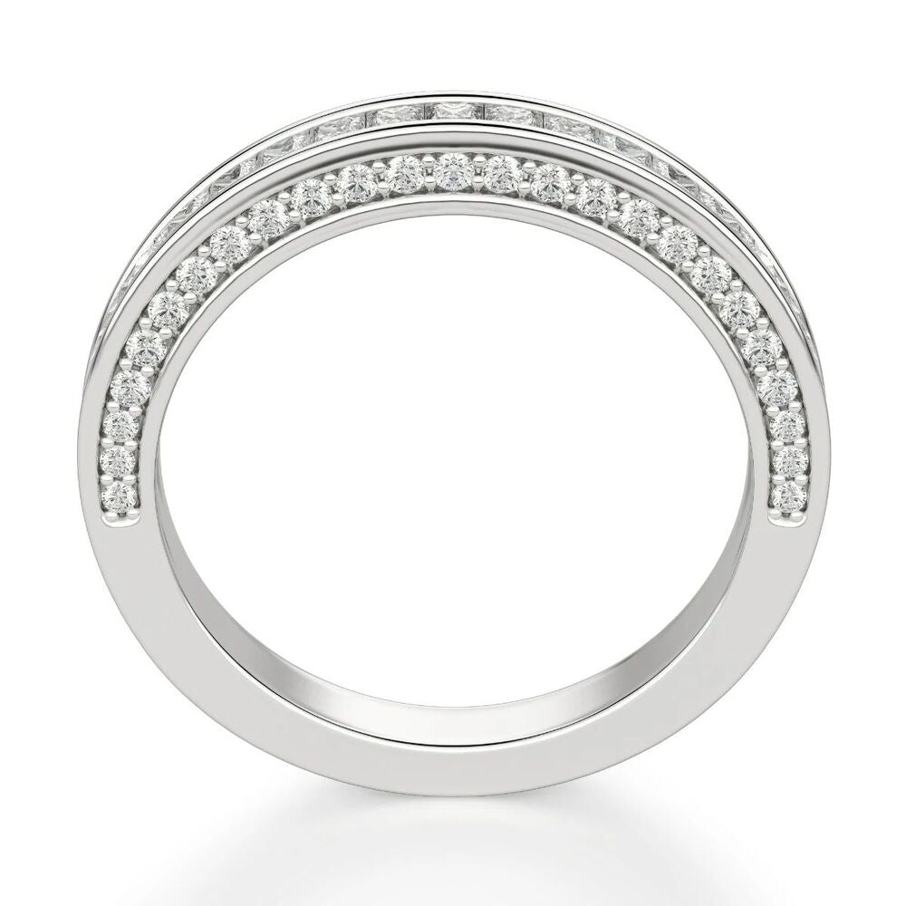Princess & Round Cut Moissanite Channel Set Wedding Band