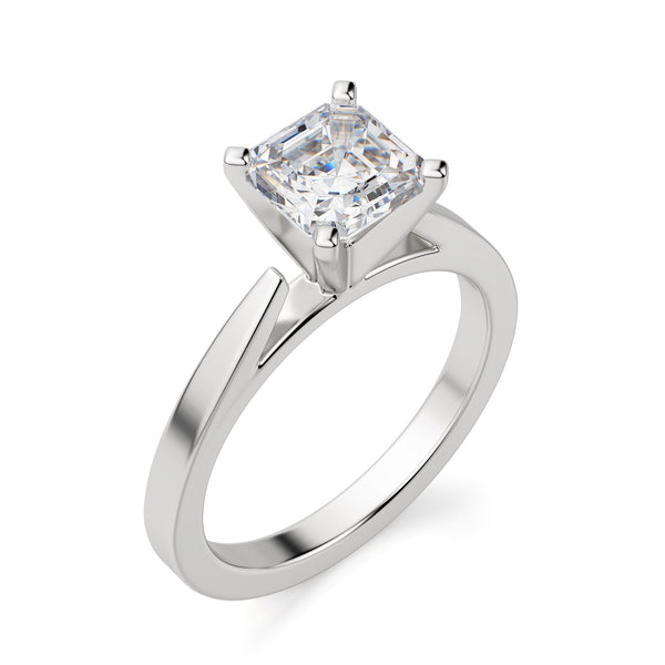 Asscher Cut Solitaire Moissanite Engagement Ring