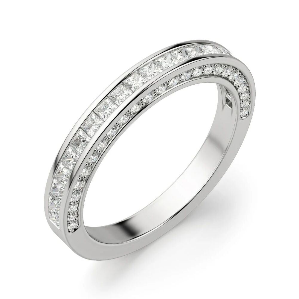 Princess & Round Cut Moissanite Channel Set Wedding Band