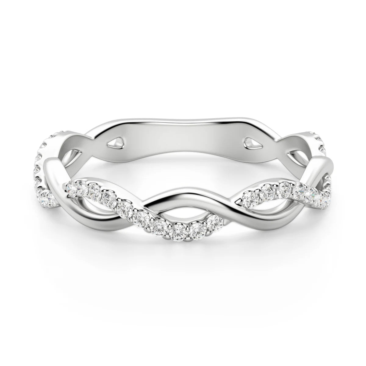 Round Cut Infinity Twisted Eternity Band