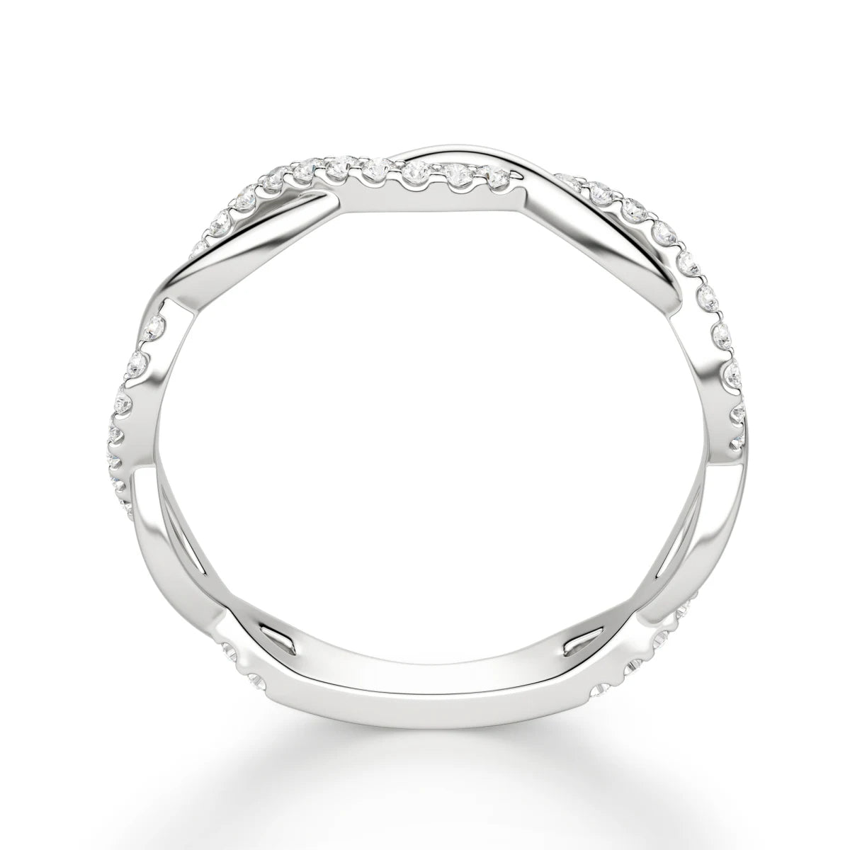 Round Cut Infinity Twisted Eternity Band