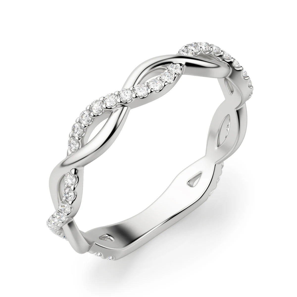 Round Cut Infinity Twisted Eternity Band